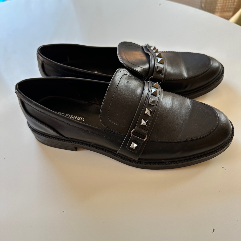 Marc Fisher Black Loafers with Studded Detail